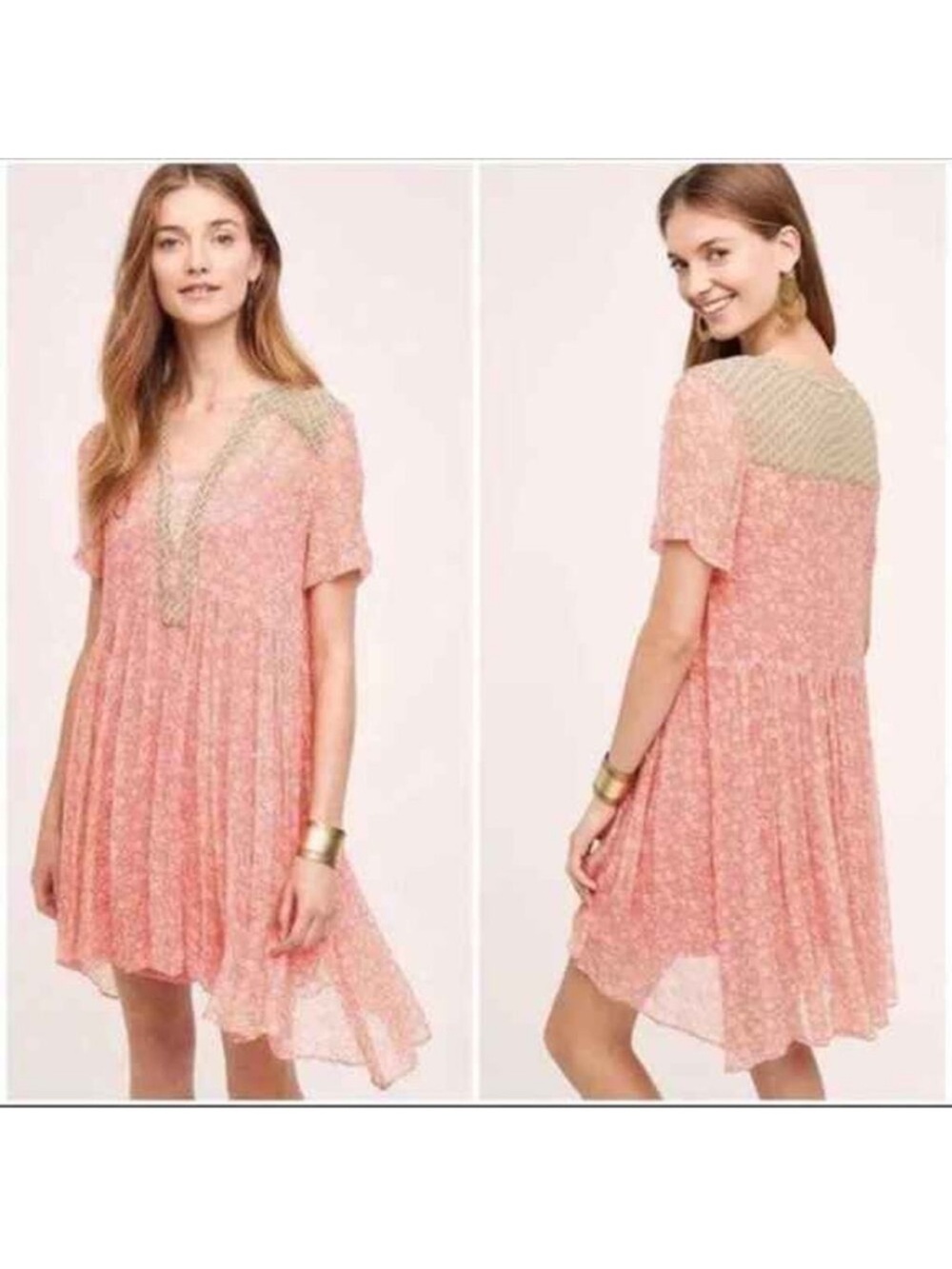 MAEVE Anthropologie Morning Glory Hi-Low‎ Slip Dress size 4